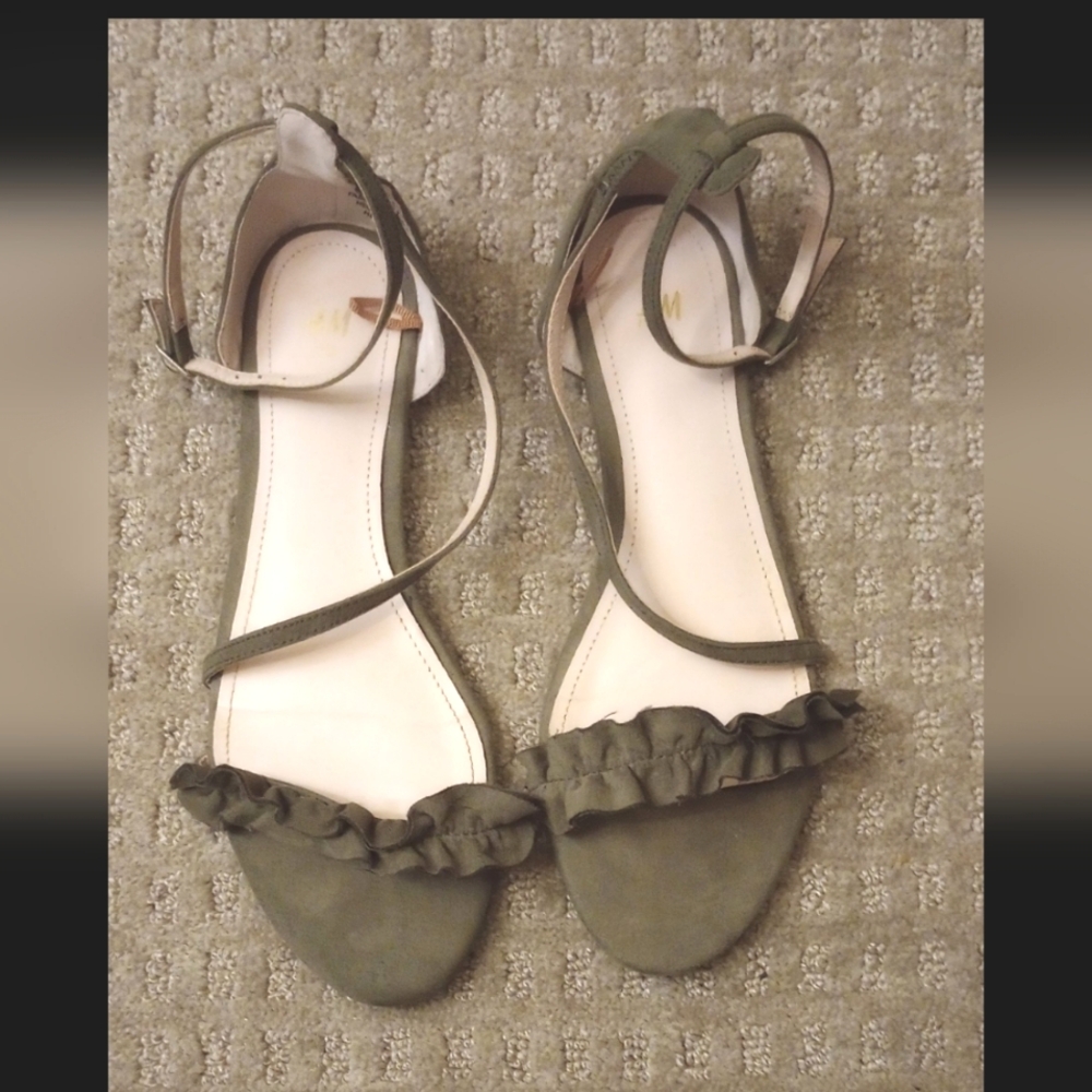 H&M Olive Green Ruffle Sandals
